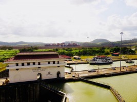 Three lane Locks Panama Canal Panama