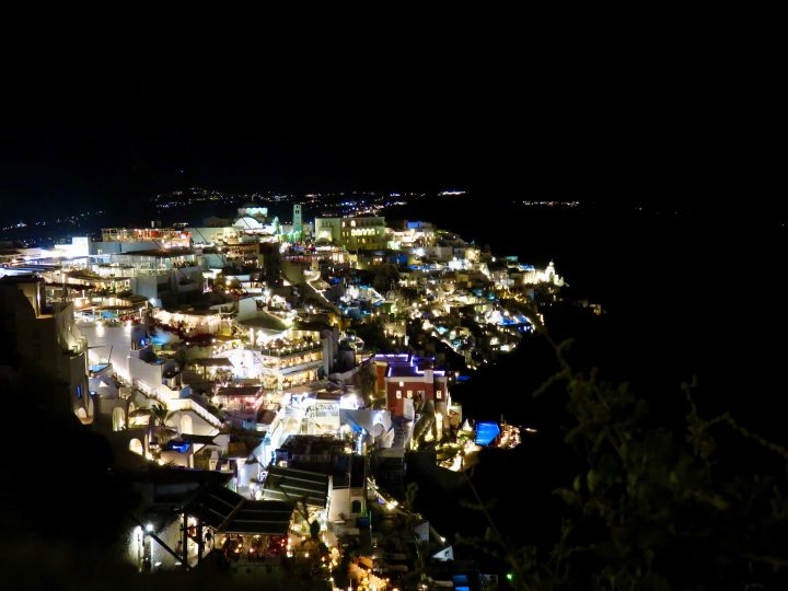 Fira by night Santorini Greece, Greek Cyclades Travel Blog