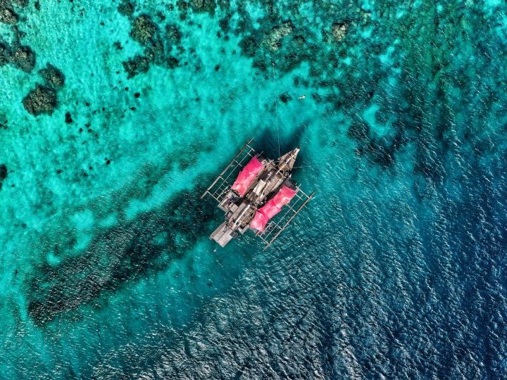 Drone shot of Boat TAO Experience Palawan Philippines Travel Blog